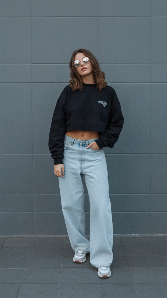 women outfit with baggy jeans cropped sw md8eolw1qwmx3ncb0sgotq zlxrsnl6sigazexggbl za